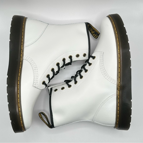Unisex Dr. Martens Zavala White Leather Combat Boot Women’s Size 11=Men 10 New - Picture 7 of 10
